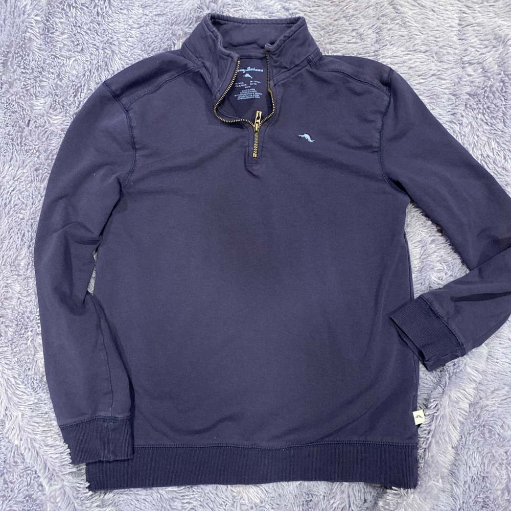 Tommy Bahama Boy Shirt Size XL 14 Blue 1/4 Zip Mock Neck Long Sleeve Youth
